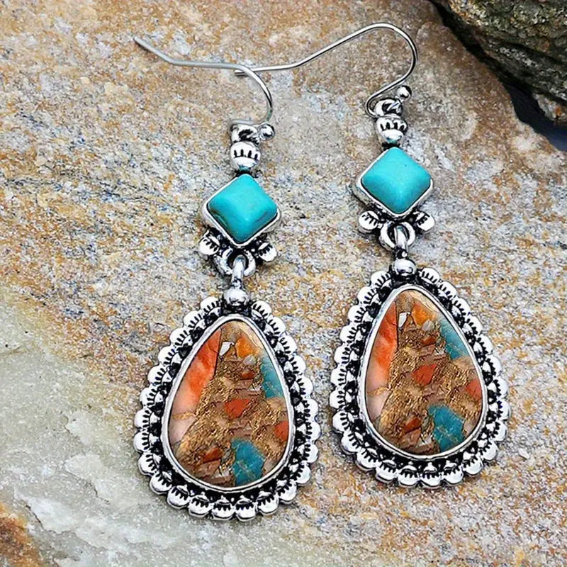 Genuine Turquoise Bohemian Earrings - Handcrafted, Unique Style - Fashionable Accessory for Everyday Glam