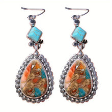 Load image into Gallery viewer, Genuine Turquoise Bohemian Earrings - Handcrafted, Unique Style - Fashionable Accessory for Everyday Glam