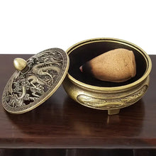 Load image into Gallery viewer, Small Incense Burner, Incense Cone Incense Burner, Golden Copper Hollow Metal Incense Burner, Zen Incense Burner