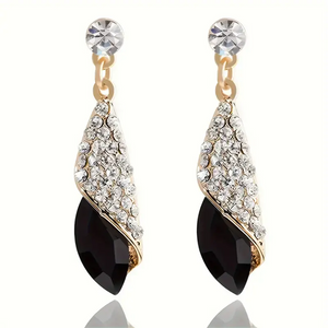 Elegant Alloy Dangle Earrings For Girls, Retro Sparkling Earrings, Perfect For Parties in 2 Colors