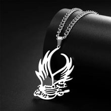 Load image into Gallery viewer, Bird Pendant Necklace Gift, Wings Spread Persian Poetry Necklace For Men, Stainless Steel Chain