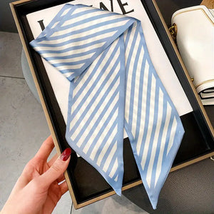 Stylish Long Striped Skinny Scarf for Women - Versatile Accessory for Hair, Purse, Office Attire, and Daily Wear - In Two Colors