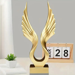 Elegant Golden Angel Wings Resin Decor - Perfect For Living Room, Bar, And Business Display