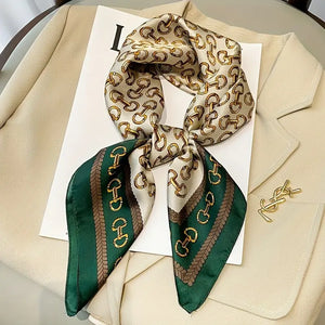 Saddle Printed Square Scarf Imitation Silk Thin Neck Scarf Elegant Professional Shirt Decorative Small Scarf For Women