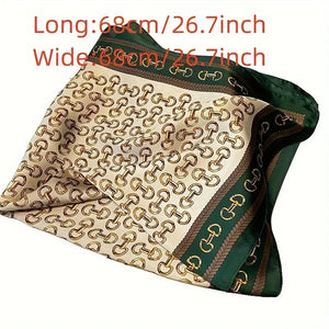 Saddle Printed Square Scarf Imitation Silk Thin Neck Scarf Elegant Professional Shirt Decorative Small Scarf For Women