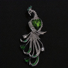 Load image into Gallery viewer, Elegant Peacock Brooch Pin with Emerald Crystal &amp; Rhinestone Accents, Women&#39;s Fashion Accessory