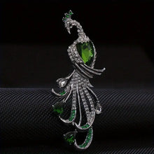 Load image into Gallery viewer, Elegant Peacock Brooch Pin with Emerald Crystal &amp; Rhinestone Accents, Women&#39;s Fashion Accessory