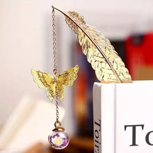 Load image into Gallery viewer, Whimsical Feather Bookmark Pendant - Unique Vintage Style, Butterfly Shaped, Durable Metal Construction