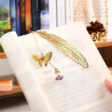 Load image into Gallery viewer, Whimsical Feather Bookmark Pendant - Unique Vintage Style, Butterfly Shaped, Durable Metal Construction