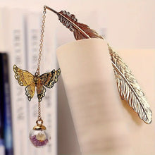 Load image into Gallery viewer, Whimsical Feather Bookmark Pendant - Unique Vintage Style, Butterfly Shaped, Durable Metal Construction