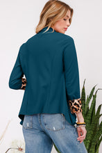 Load image into Gallery viewer, Celeste Full Size Rolled Leopard Cuff Open Front Blazer