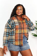 Load image into Gallery viewer, Double Take Plaid Curved Hem Shirt Jacket with Breast Pockets