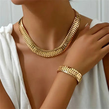 Load image into Gallery viewer, Elegant Golden Chain Necklace and Bracelet Set - Timeless, Classic, and Versatile Jewelry for Everyday Wear, Perfect for Any Occasion