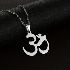 Titanium Steel Om Yoga Pendant Necklace - Fashionable Water-Resistant Chain Jewelry for Men and Women