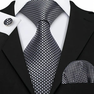 3PCS Luxury Men's Tie Set - Exquisite Woven Polyester Jacquard Necktie with Matching Pocket Square and Cufflinks for Men