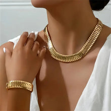 Load image into Gallery viewer, Elegant Golden Chain Necklace and Bracelet Set - Timeless, Classic, and Versatile Jewelry for Everyday Wear, Perfect for Any Occasion