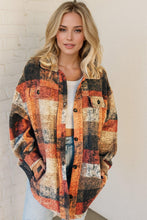 Load image into Gallery viewer, Double Take Button Up Plaid Fleece Shacket with Pockets