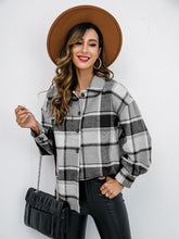 Load image into Gallery viewer, Shiny Plaid Button Up Collared Neck Jacket in 4 Colors