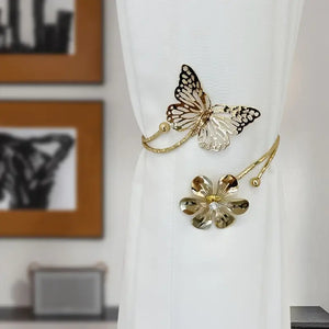 Elegant Flower Butterfly Design Curtain Strap - Minimalist Hollow Out Curtain Buckle with Easy Installation