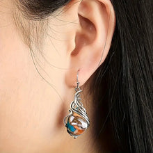 Load image into Gallery viewer, Exquisite Bohemian Dangle Earrings - Retro Iron Needle, Resin Mosaic, Plated White K Alloy