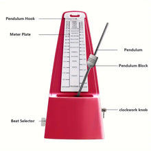 Load image into Gallery viewer, Mechanical Metronome Red Musical Instruments Plastic Metronome High-Precision Beat Tempo