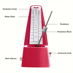 Mechanical Metronome Red Musical Instruments Plastic Metronome High-Precision Beat Tempo