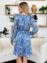 Load image into Gallery viewer, Double Take Full Size Printed Drawstring Waist Long Sleeve Dress