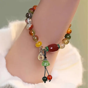 Ethnic Style Lotus Pod Charm Beaded Bracelet - Fashionable Autumn Winter Jewelry for Trendsetters