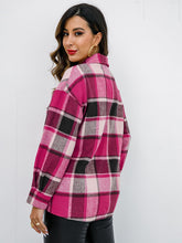 Load image into Gallery viewer, Shiny Plaid Button Up Collared Neck Jacket