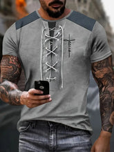 Load image into Gallery viewer, Mens Fashionable Henley Neck Short Sleeve Shirt - Casual &amp; Chic, Contrast Patchwork, Breathable for Summer Leisure &amp; Outdoor Fun-XL