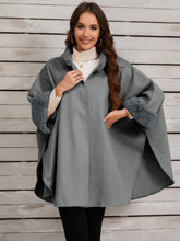 Load image into Gallery viewer, Fuzzy Trim Long Sleeve Poncho