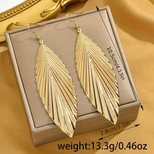 Load image into Gallery viewer, Exquisite Golden Leaf Dangle Earrings - Textured, Vintage-Inspired, Long Drops with Elegant Details