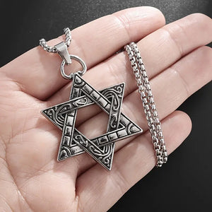 Classic Vintage Star Of David Pendant Necklace For Men and Women, Trendy Charm Street Party Amulet Jewelry Gift