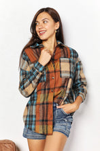 Load image into Gallery viewer, Double Take Plaid Curved Hem Shirt Jacket with Breast Pockets