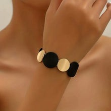 Load image into Gallery viewer, Glamorous Black &amp; Golden Contrast Round Shape Stretch Bracelet Bangle For Women