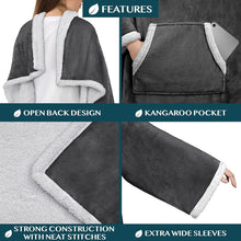 Load image into Gallery viewer, Sherpa wearable blanket with sleeves...