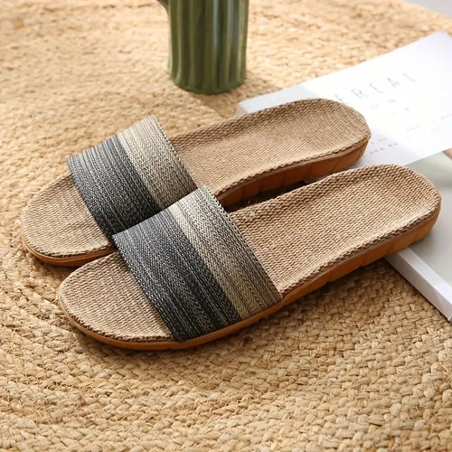 Unisex Linen Slippers - Breathable, Sweat-Absorbing, Lightweight, For All-Season Comfortable Footwear