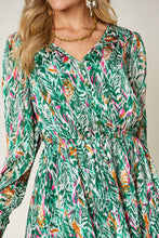 Load image into Gallery viewer, Double Take Full Size Printed Drawstring Waist Long Sleeve Dress