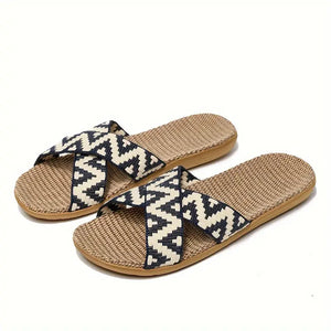 Summer Slides - Breathable Open Toe, Easy Slip-On, Soft and Cushioned Comfortable Flat Shoes - Perfect for Casual Daily Wear