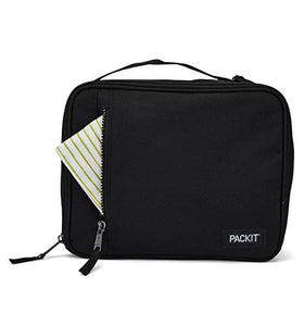 PackIt Freezable Classic Lunch Box, Black, Built with EcoFreeze® Technology, Collapsible, Reusable, Zip Closure With Zip Front Pocket and Buckle Handle, Designed for Fresh Lunches