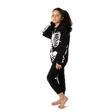 Load image into Gallery viewer, Spooktacular Creations Halloween Unisex Skeleton Costume Pajama Kids Skeleton Jumpsuit Dress Up Party Skeleton Hoodie Cosplay