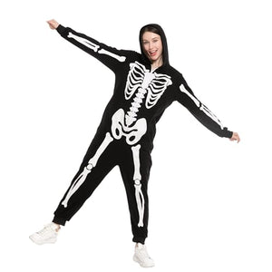 Spooktacular Creations Skeleton Adults Family Matching Pajama Jumpsuit for Women Halloween DressUp Party Themed Party Cosplay