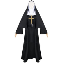 Load image into Gallery viewer, Priest Costume Women Scary Mask Scary Movie Cosplay Costume 6pcs Priest Halloween Costume Women