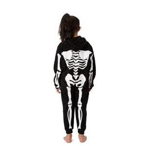 Spooktacular Creations Halloween Unisex Skeleton Costume Pajama Kids Skeleton Jumpsuit Dress Up Party Skeleton Hoodie Cosplay