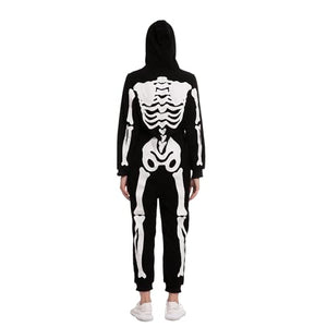 Spooktacular Creations Skeleton Adults Family Matching Pajama Jumpsuit for Women Halloween DressUp Party Themed Party Cosplay