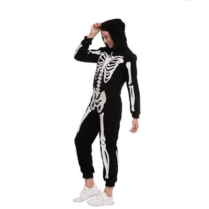 Spooktacular Creations Skeleton Adults Family Matching Pajama Jumpsuit for Women Halloween DressUp Party Themed Party Cosplay