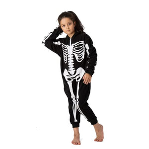 Spooktacular Creations Halloween Unisex Skeleton Costume Pajama Kids Skeleton Jumpsuit Dress Up Party Skeleton Hoodie Cosplay