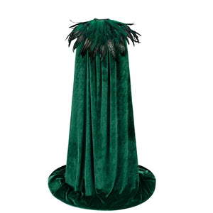 L'VOW Women Feather Collar Velvet Cloak Vampire Cape Witch Queen Cosplay Halloween Costume