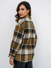 Load image into Gallery viewer, Shiny Plaid Button Up Collared Neck Jacket