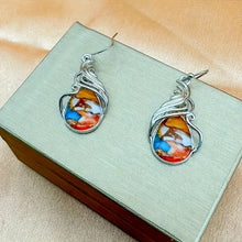 Load image into Gallery viewer, Exquisite Bohemian Dangle Earrings - Retro Iron Needle, Resin Mosaic, Plated White K Alloy